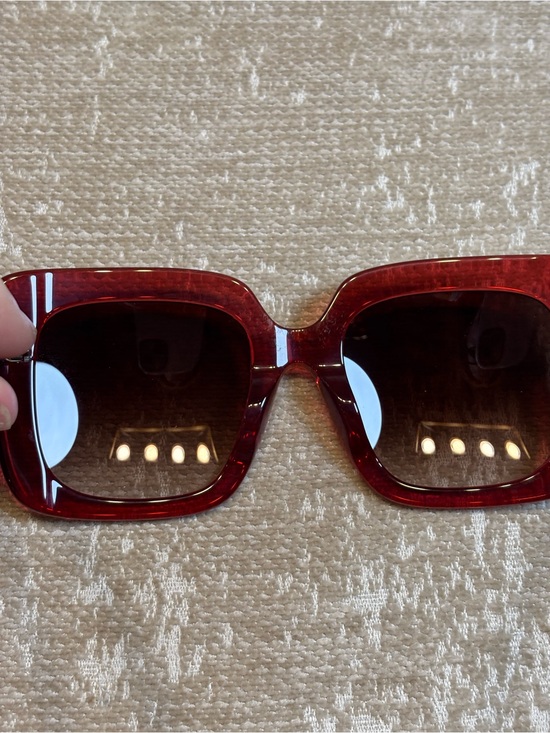 Johnny Was Sutton Oversized Square Sunglasses Red NIB UV400 Acetate Retro main image 7